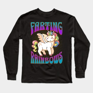 Unicorn Farting Rainbows Long Sleeve T-Shirt